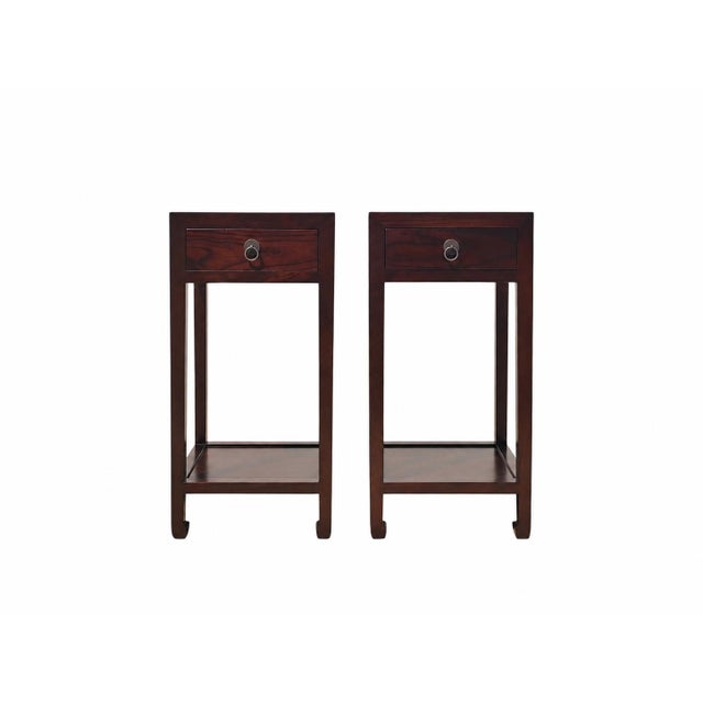 Asian Pair of Asian Elm Accent Tables For Sale - Image 3 of 6