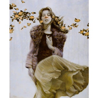Intoxicants by Dana Hawk | Oil on panel Portrait of a woman with flowing hair and flowers. For Sale