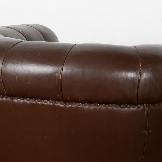 20th Century Vintage Brown Leather Club Chairs, Denmark For Sale - Image 10 of 12