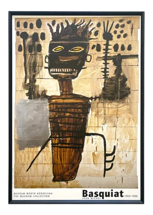 Jean Michel Basquiat Pop Art Lithograph Print Framed Museum Exhibition Poster "Maood" 1985