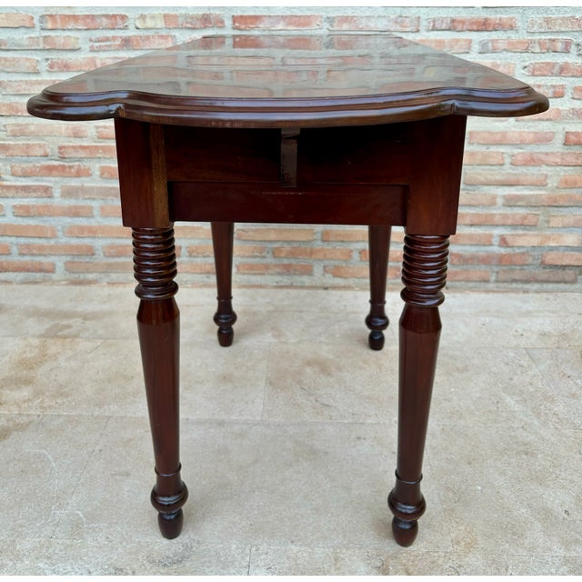 Wood Drop-Leaf Side Table With Two Drawers, 1930s For Sale - Image 10 of 15