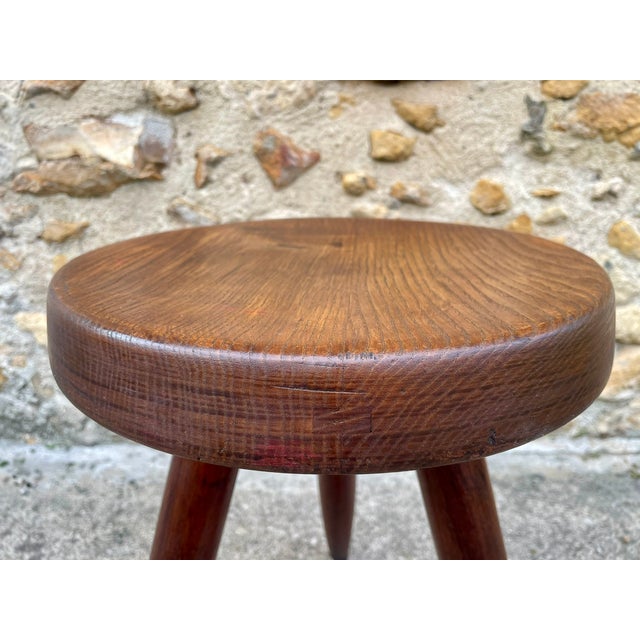 Mid-Century Modern Vintage High Ash Berger Stool attributed to Charlotte Perriand, 1950s For Sale - Image 3 of 18