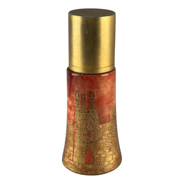 Cocktail Shaker in Red and Gilded Parchment by Aldo Tura, 1950s For Sale