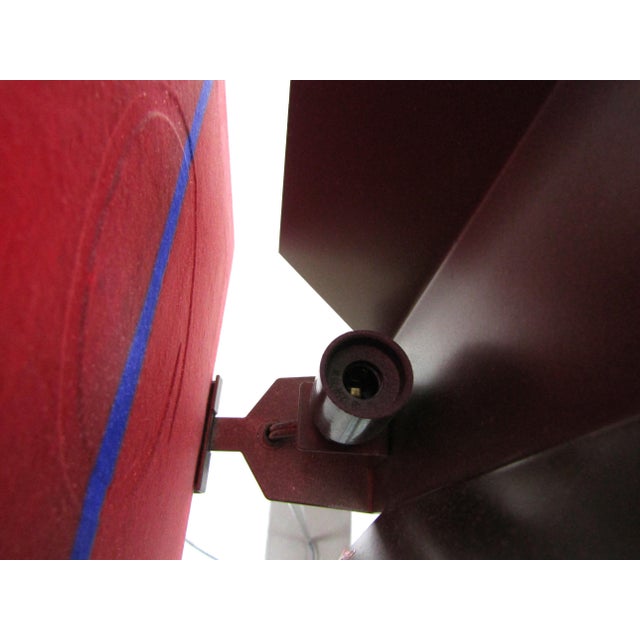 Ateliers Clarisse Dutraive Gray Steel and Red Glass Floor Lamp Signed For Sale - Image 9 of 12