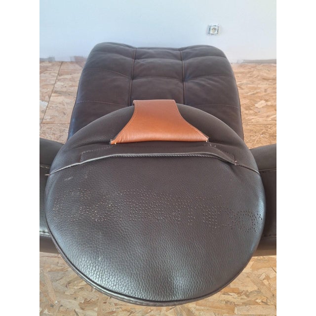 Brown Contempo Leather Chaise Lounge by Artful Casa\.ontemporanea, Italy, 1970s For Sale - Image 8 of 12