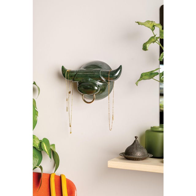 Green Ox Ceramic Sculpture, Modern Design, New Creation Wall Art For Sale In New York - Image 6 of 9