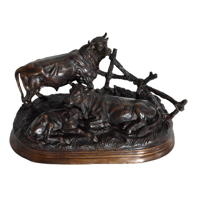 Jules Moigniez, Cows, Early 20th Century, Bronze For Sale