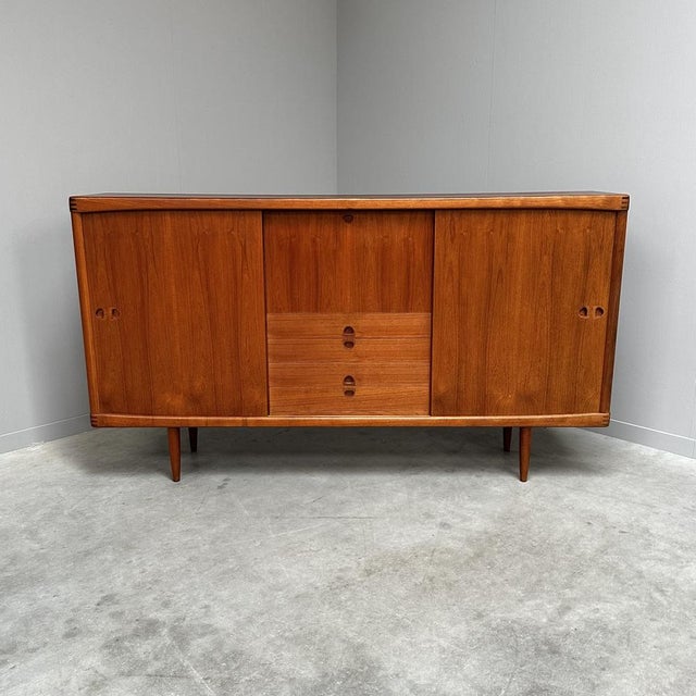 Wood Mid-Century Modern Danish Teak Highboard by H.W. Klein for Bramin, 1960s For Sale - Image 7 of 16