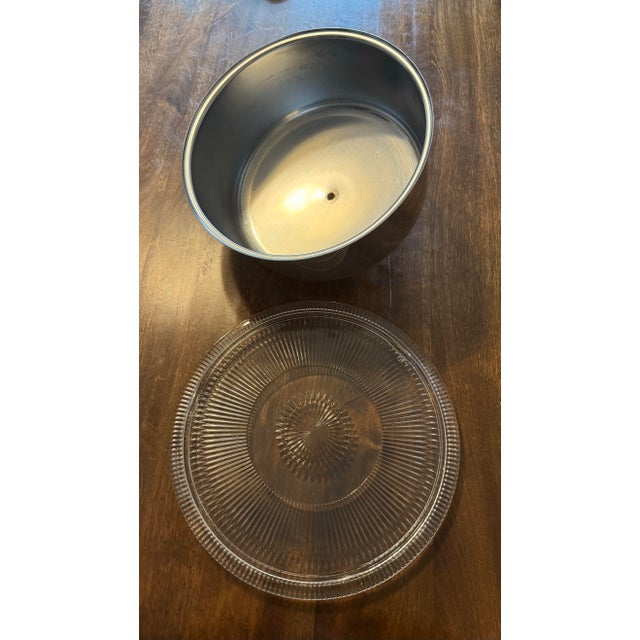 Jeanette Glass Anniversary Cake Plate With Stainless Steel Cover For Sale - Image 9 of 12