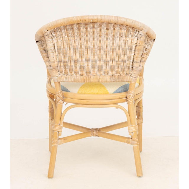 Tan Modern Rattan Upholstered Armchair For Sale - Image 8 of 9