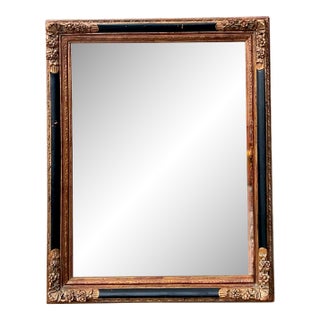 Vintage Ornate Gold and Black Frame Mirror For Sale