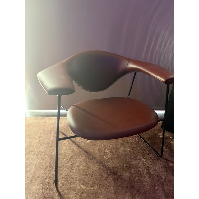 Mid-Century Modern GamFratesi, the Masculo Lounge Chair Set of 2 Leather-Valencia - Valencia Terracotta 0035 For Sale - Image 3 of 4