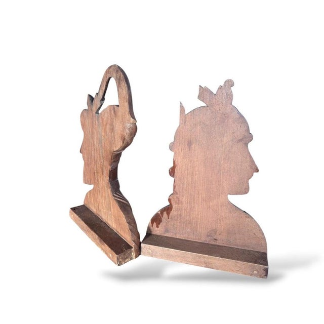 Ottoman Empire Busts in Hand-Carved Wood, Set of 2 For Sale - Image 9 of 10