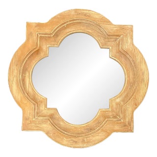 1970s Boho Chic Ceruse English Oak Thick Framed Wall Mirror. For Sale