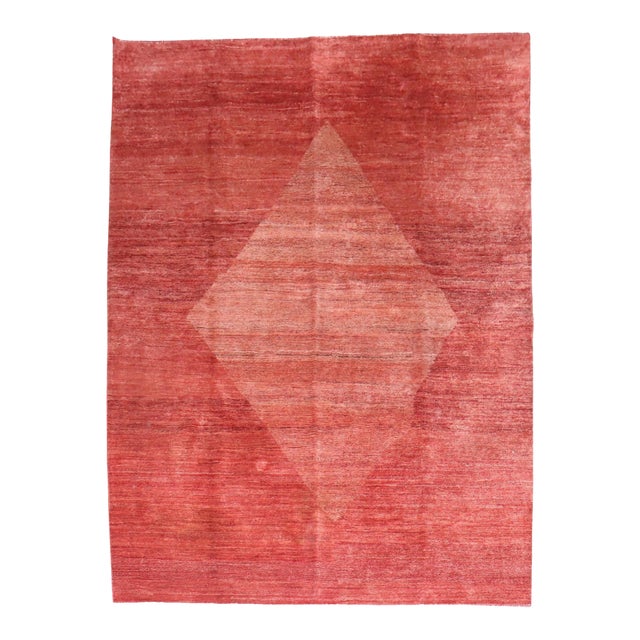 Zabihi Collection Red Contemporary Persian Gabbeh Rug - 5'10" x 7'8" For Sale