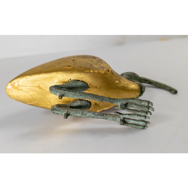 Verdigris Mid-Century Egyptian Style Verdigris Bronze and Giltwood Ibis Figure For Sale - Image 8 of 10