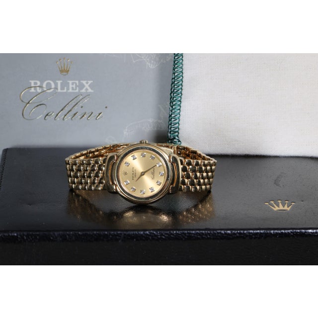 Vintage Rolex Cellini 6621 Diamond Hour Marker 18k Gold 26mm Watch For Sale - Image 15 of 17