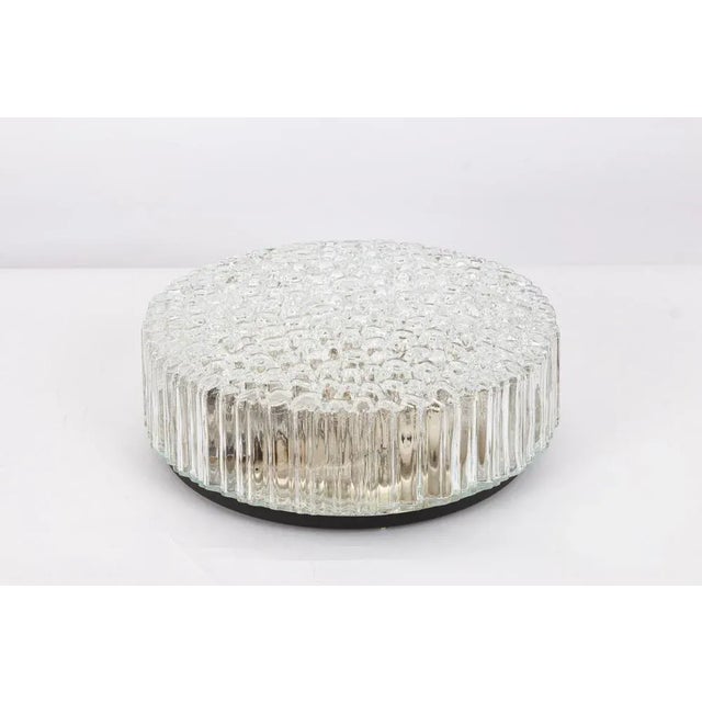 Large Round Glass Flush Mount attributed to Limburg, Germany, 1970s For Sale - Image 3 of 12
