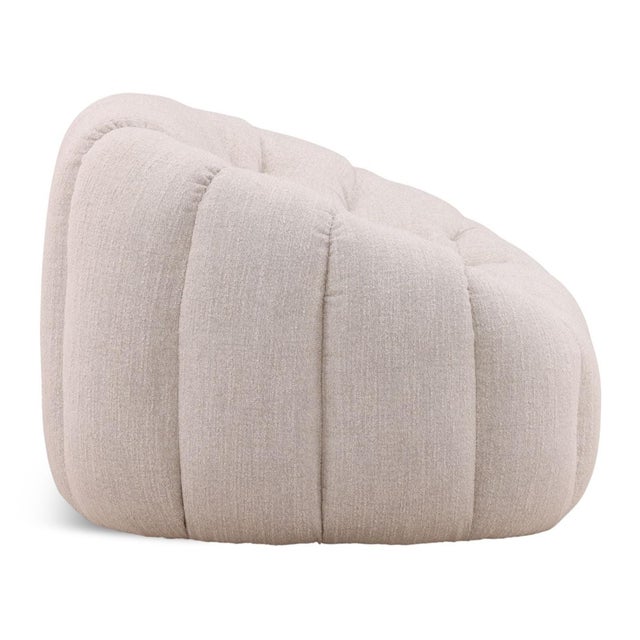 Contemporary Modern Tufted Ivory Swivel Chair For Sale - Image 3 of 6