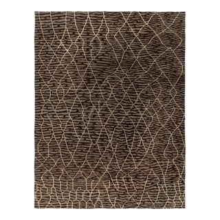 Moroccan Style Rug in Brown & Off White Tribal Pattern by Rug & Kilim For Sale