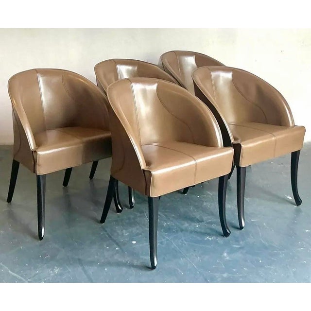 Vintage Italian Georgetti Leather Dining Chairs - Set of 5 For Sale - Image 10 of 12