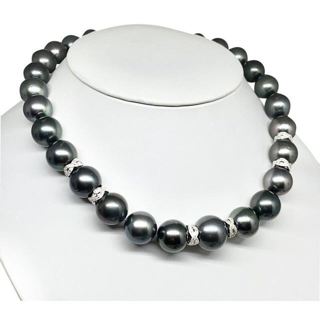 Diamond Tahitian Pearl 14k Gold Necklace Certified For Sale - Image 10 of 10