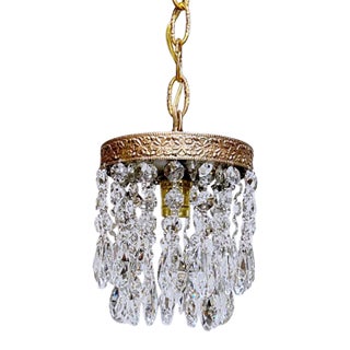 1950's Italian Brass Rim Chandelier For Sale