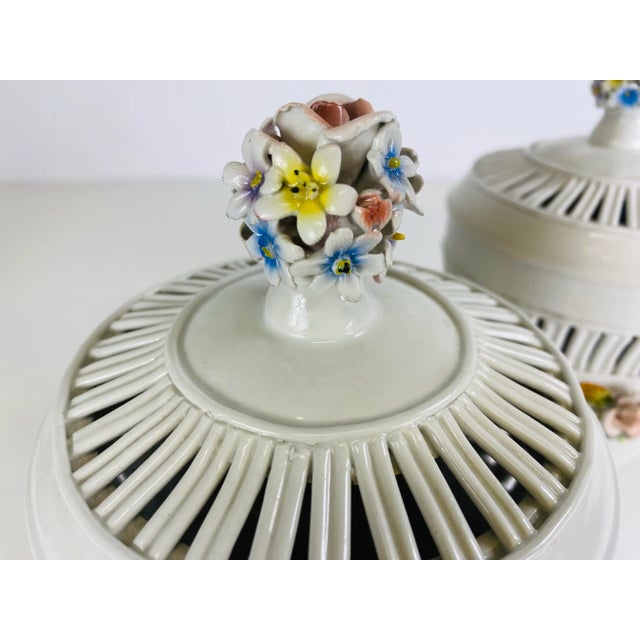 Italian Vintage Mid Century Delicate Italian Porcelain Urns. For Sale - Image 3 of 11