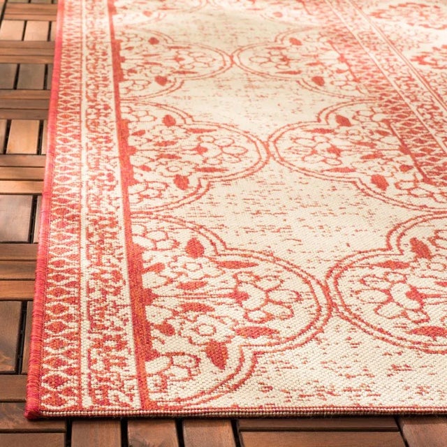 Contemporary Laguna Indoor Outdoor Rug Red & Cream 4'x6' For Sale - Image 3 of 5