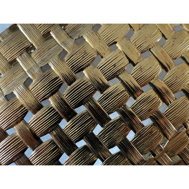 Metal Vintage Stylebuilt Brass Basket Weave Tissue Box or Towel Holder For Sale - Image 7 of 9
