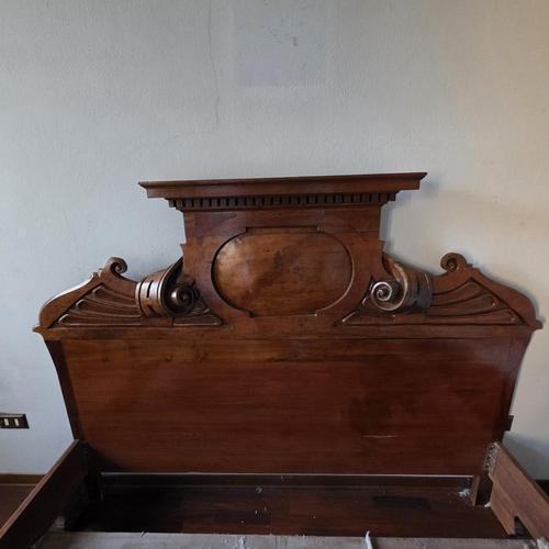 Antique Walnut King Size Bed with Carved Scroll Headboard For Sale - Image 3 of 12