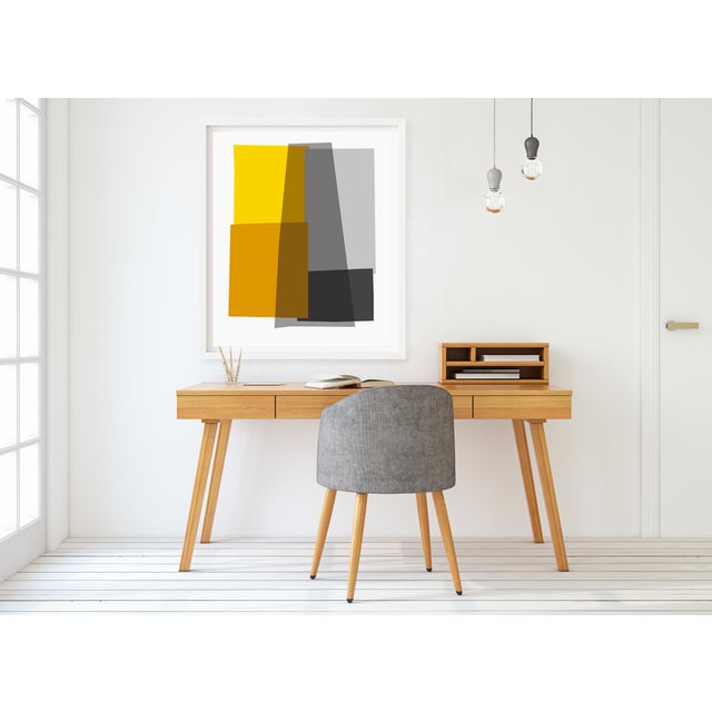 "Yellow and Gray Collage" by Liz Roache (red, caramel, gray) This Modern, Mid Century, Contemporary Fine Art Print was...