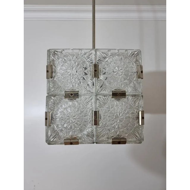 Vintage Cube Chandelier from Kamenicky Senov, in Very Good conditions. Designed 1970 to 1979 This piece is attributed to...