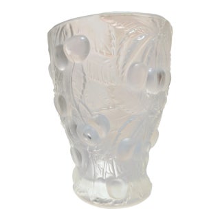Josef Inwald Art Deco Glass Vase With Cherry Motif For Sale