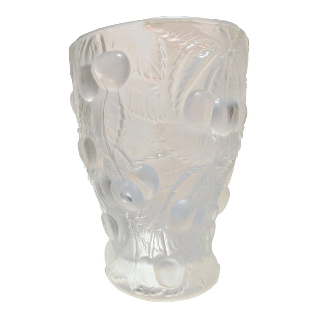 Josef Inwald Art Deco Glass Vase With Cherry Motif For Sale