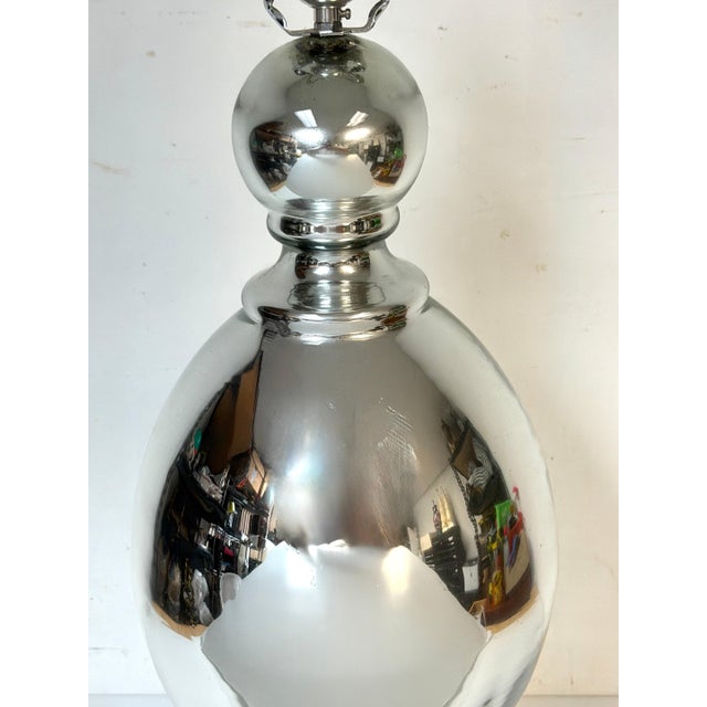 Metal 1970s Large Mid-Century Silvered Mercury Glass Baluster Table Lamp For Sale - Image 7 of 12