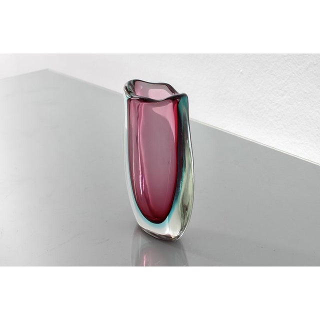 Glass Mid-Century Purple Submerged Murano Glass Vase attributed to Flavio Poli, Italy, 1960s For Sale - Image 7 of 13