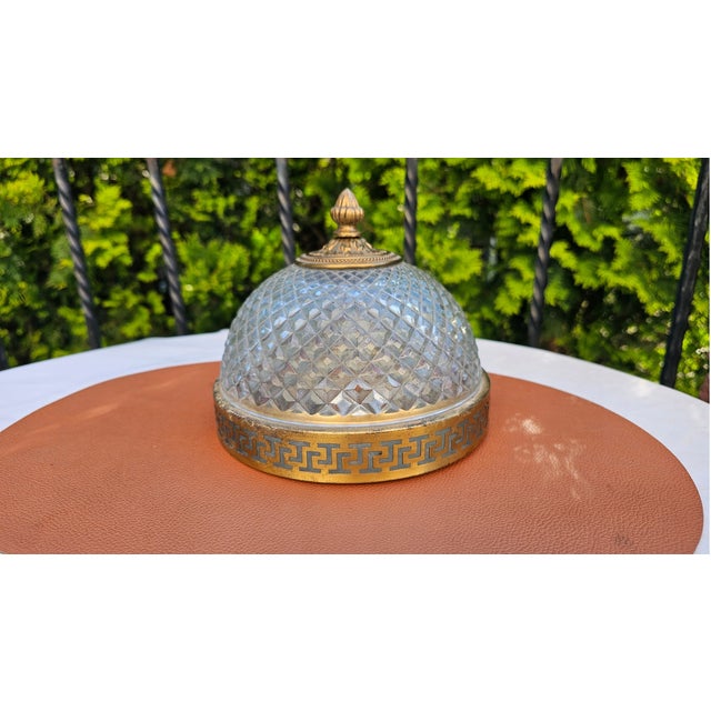 Metal Art Deco Brass Ceiling Lamp, 1950s For Sale - Image 7 of 7