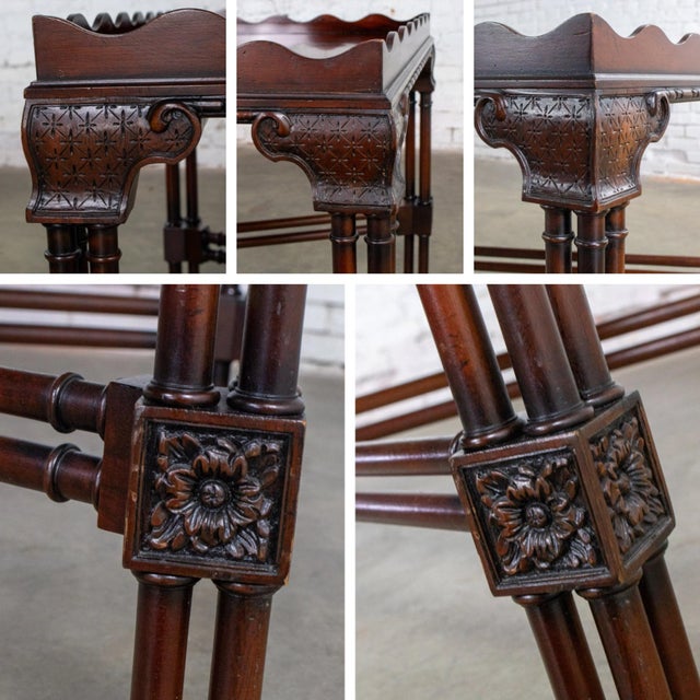 Late 20th Century Chinese Chippendale Style Coffee Table Mahogany Large Rectangular by Baker For Sale - Image 12 of 18
