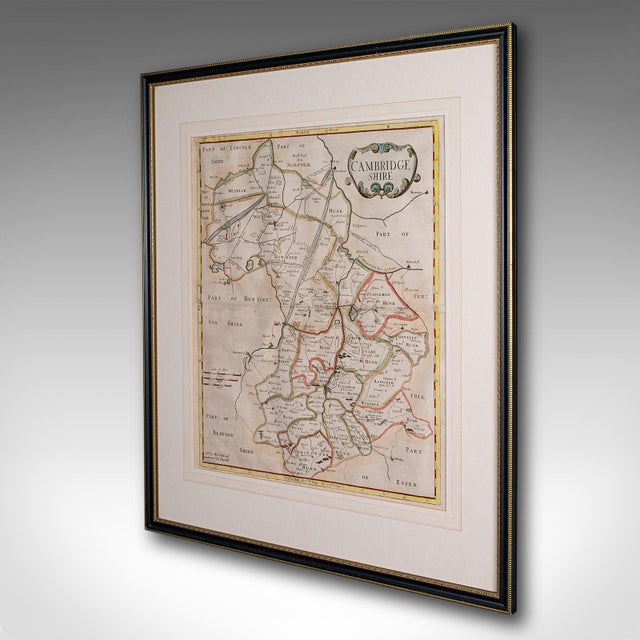 English 1700's Antique County Map Cambridgeshire For Sale - Image 3 of 12