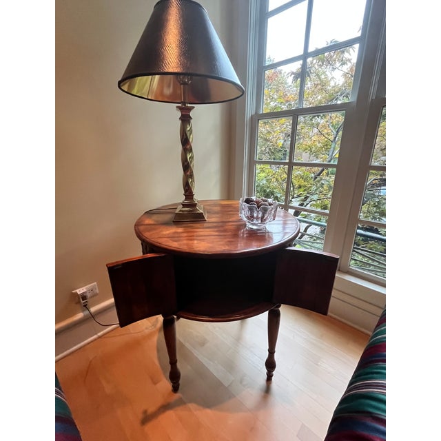 Theodore Alexander Hand-Carved Vintage Wooden Drum Book Table For Sale - Image 13 of 14