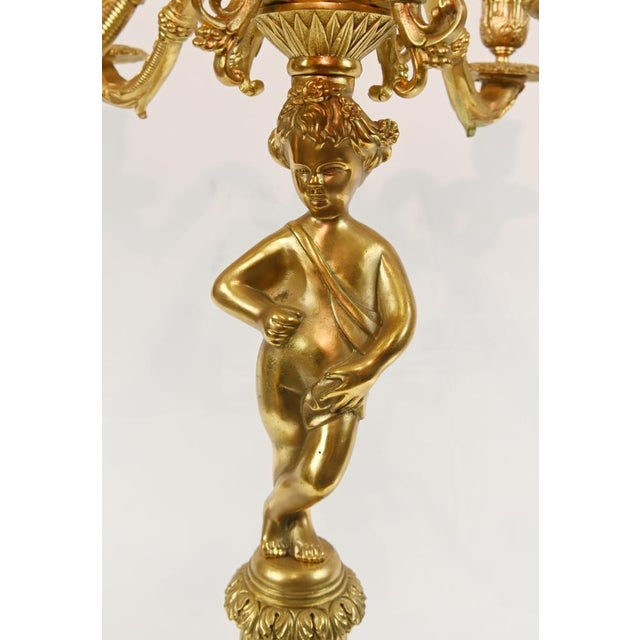 Gilt Bronze Candelabras Figural Cherub Ormolu, Set of 2 For Sale - Image 10 of 16