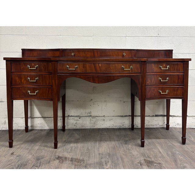 Vintage Federal Georgian George III Hepplewhite Style Mahogany Writing Desk For Sale - Image 11 of 17