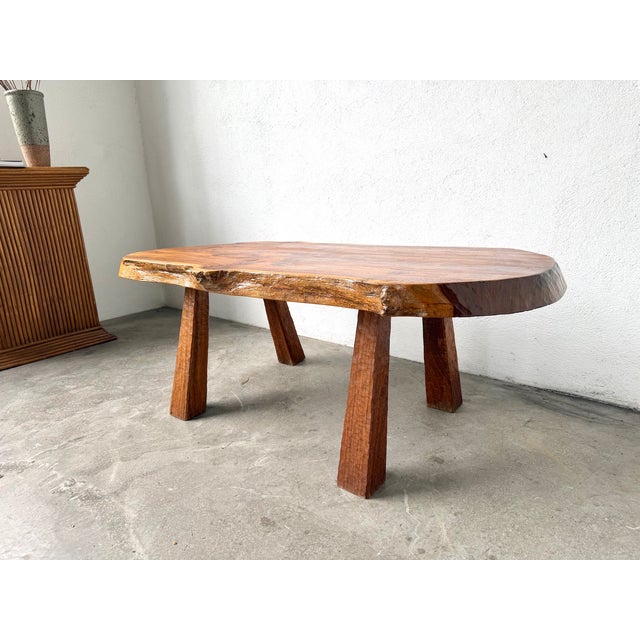 Vintage French Brutalist Coffee Table in Walnut, 1970s For Sale - Image 17 of 18