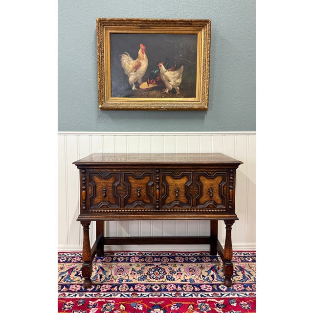 Antique English Jacobean Sideboard Server Entry Sofa Table Oak c.1920s-30s For Sale - Image 14 of 18