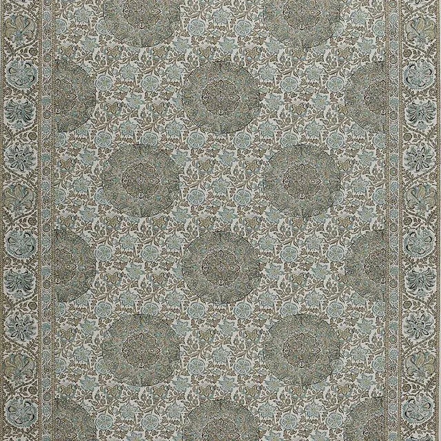 Sample- Schumacher Kaya Medallion Fabric in Mineral For Sale