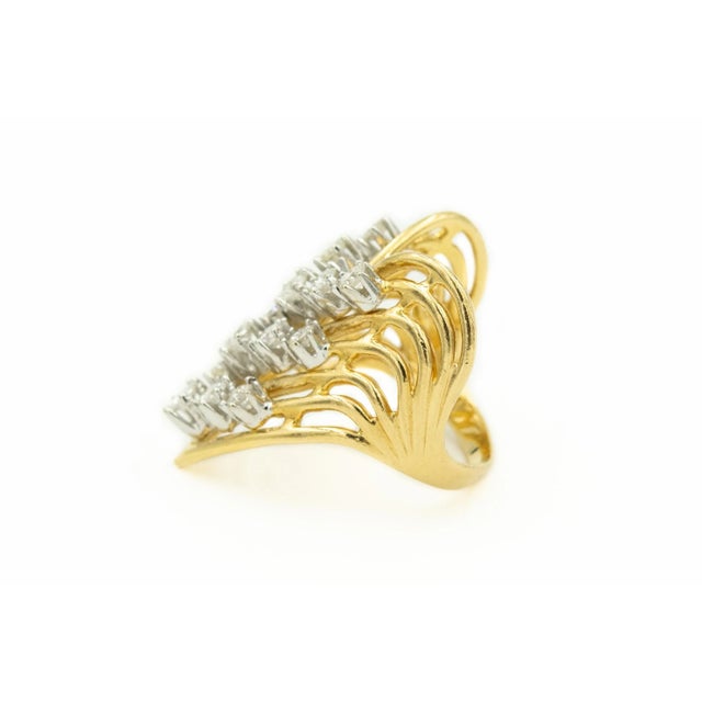 Modern Diamond Chevron "V" Geometric Yellow Gold Ring size 4.5 For Sale - Image 3 of 6