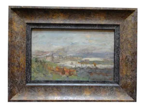 Bertram Walter Priestman R.A [1868-1951] View of a Northern Town, Probably in Yorkshire Painting