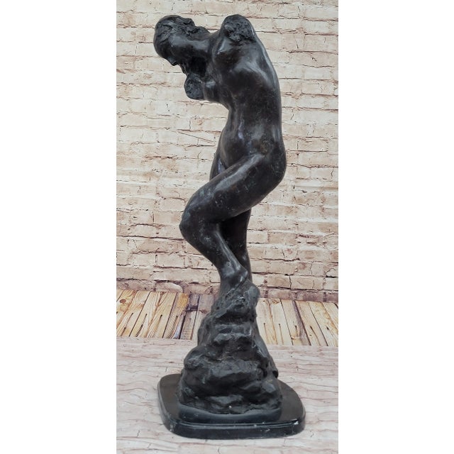 Realism EVE (1895) Bronze Statue Sculpture by Auguste Rodin Nude Female Figure 32" x 11" For Sale - Image 3 of 10