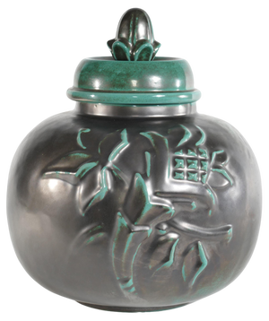 Large Art Deco Green Lidded Jar by Anna-Lisa Thomson for Upsala-Ekeby, 1930s